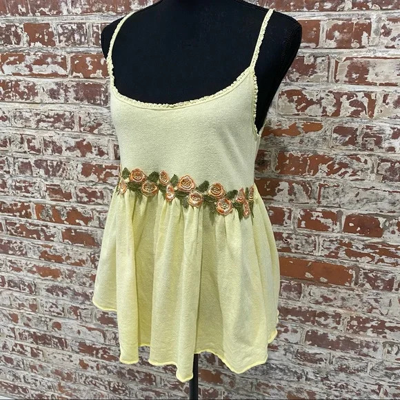 Free People| Old school FP Babydoll tank w/ embroidery - Picture 2 of 10